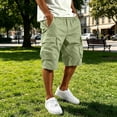 thumbnail image 2 of Men's Plain Cargo Shorts, Elastic Waist Multi-Pocket Pants, Summer Casual Straight Leg Bottoms, 2 of 7