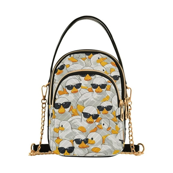 ALAZA Chain Crossbody Bags for Women Cartoon Ducks Shoulder Handbag Phone Purse