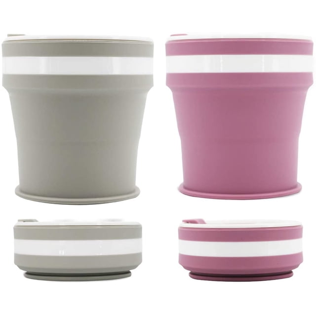 Tazas de agua plegables de gel de sílice, tazas de café, mejoradas, cubierta de taza sellada reforzada, taza de camping de viaje de 12 oz Xemadio WMPH-1272-6