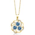 thumbnail image 2 of Gem Stone King 18K Yellow Gold Plated Silver Pendant with Chain Persian Blue Moissanite (1.82 Cttw), 2 of 5