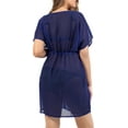 thumbnail image 3 of HAPPY BAY Women's Beachwear Summer Swim Beach Cover ups for Swimwear Bikini Sheer Chiffon Cover up Dress Bathing Suit Swimsuit Coverups for Women XL-XXL Solid Plain, Navy Blue, 3 of 5