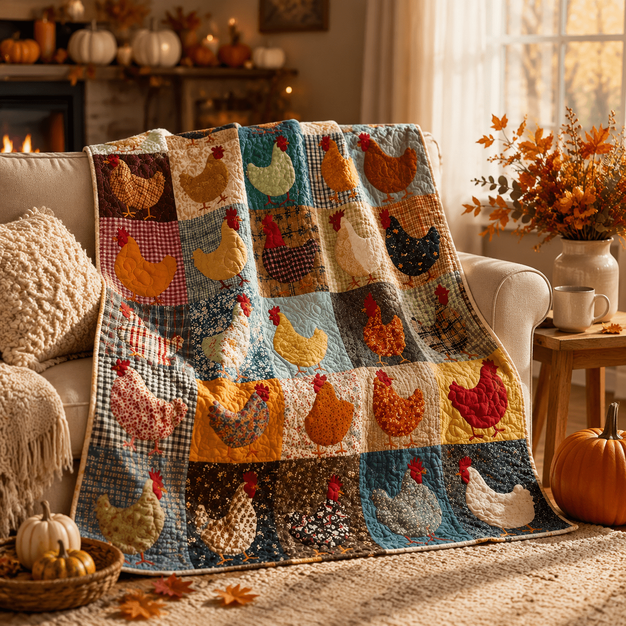 Dalang Flannel Chicken Blanket 100x150cm Soft Warm Throw Blanket for Twin Bed Sofa Bed Reading Nap Cozy Cover