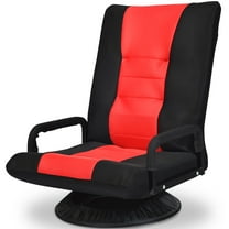 Topbuy 360 Degree Swivel Gaming Floor Chair 6-Position Adjustable Folding Lazy Sofa Red