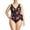 Black Meadow Floral, variant on Women's Side Tie Wrap One Piece Swimsuit