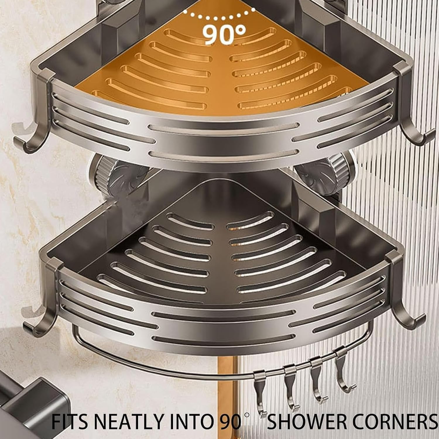 2 Pack Triangle Suction Cup Shower Caddy, Corner No Drill Bathroom Wall Mounted 2 Tier Organizer, Removable Heavy-Duty Strong Hold Bath Organizer Shelves, for Bathroom Hanging Storage (Black,2Pc)