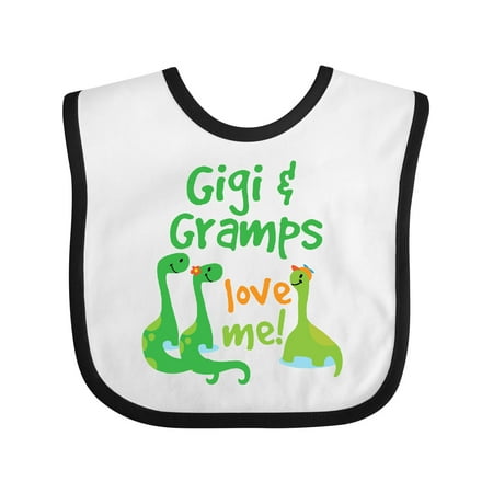 

Inktastic Gigi and Gramps Love Me Dinosaur Grandson Boys Baby Bib