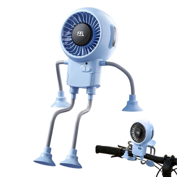 Portable Fan Robot Desk Fan with Suction Cup, 3 Speed Rechargeable Small Fan, Quiet Personal Fan with Strong Airflow, USB Table Fan for Office Travel Home Camping Indoor Use