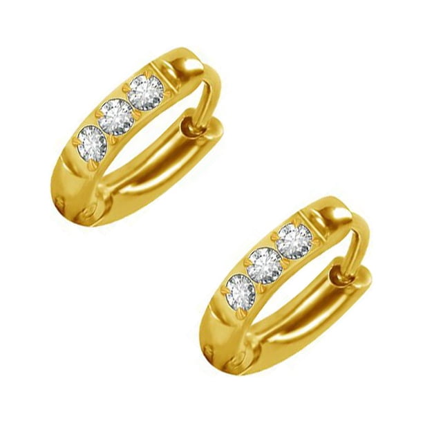 sweethay Pendientes de aro de 2 uds., abalorio de plata dorada de acero inoxidable, joyería de boda para mujeres y niñas, aros redondos para Ropa, zapatos y accesorios Miscelánea 2.0*6mm dorado
