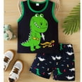thumbnail image 4 of Hiijoy Toddler Boys Cotton Pajamas Cartoon Dinosaur Print Tank Top Shorts Sleepwear Homewear, 4 of 8