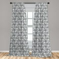 thumbnail image 5 of Ambesonne Floral Curtains, Leaves Swirls and Dots, Pair of 28"x84", Grey White, 5 of 5
