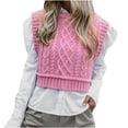 thumbnail image 3 of Fesfesfes Women Sweaters Knitted Pullover Sleeveless Casual Sweater Fall Winter Tops Clothes Sale, 3 of 5
