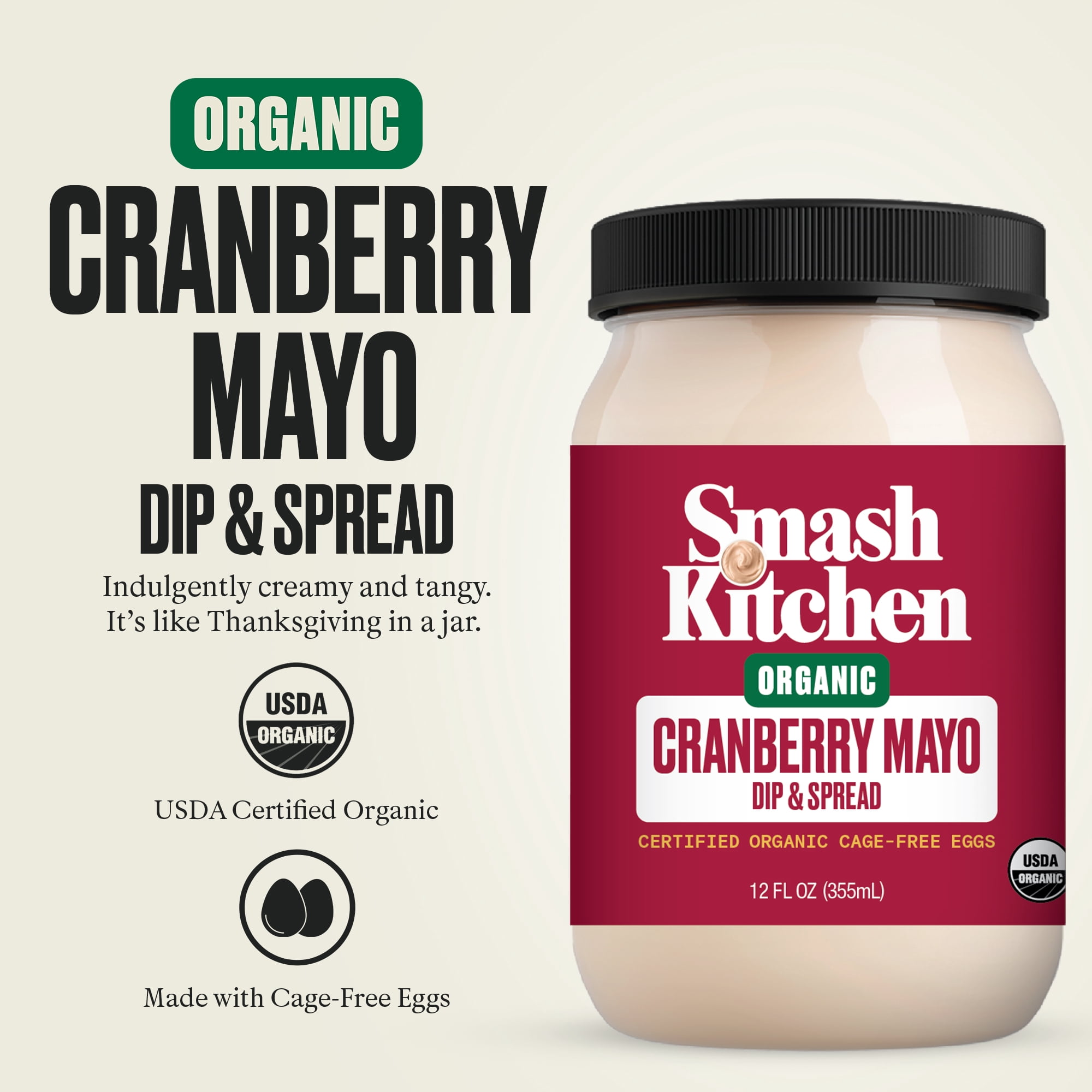 Smash Kitchen Organic Cranberry Mayonnaise, 12 fl oz Jar