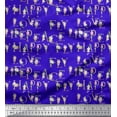 thumbnail image 1 of Soimoi Blue Cotton Poplin Fabric Floral & Text Print Fabric by Yard 42 Inch Wide, 1 of 3