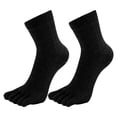 thumbnail image 2 of Black Stockings Mens Toe Socks Cotton Athletic Running Ankle Five Finger Crew Socks, 2 of 5
