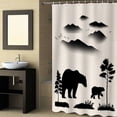 thumbnail image 2 of Fabric Shower Curtain, Black Bears Silhouettes Smoky Mountain Wildlife Animal Linen Bathroom Curtain with 12 Hooks Waterproof No Bad Odor Machine Washable Bath Curtains for Bathroom, Spa Room, Background Cloth, 66"x72", 2 of 6