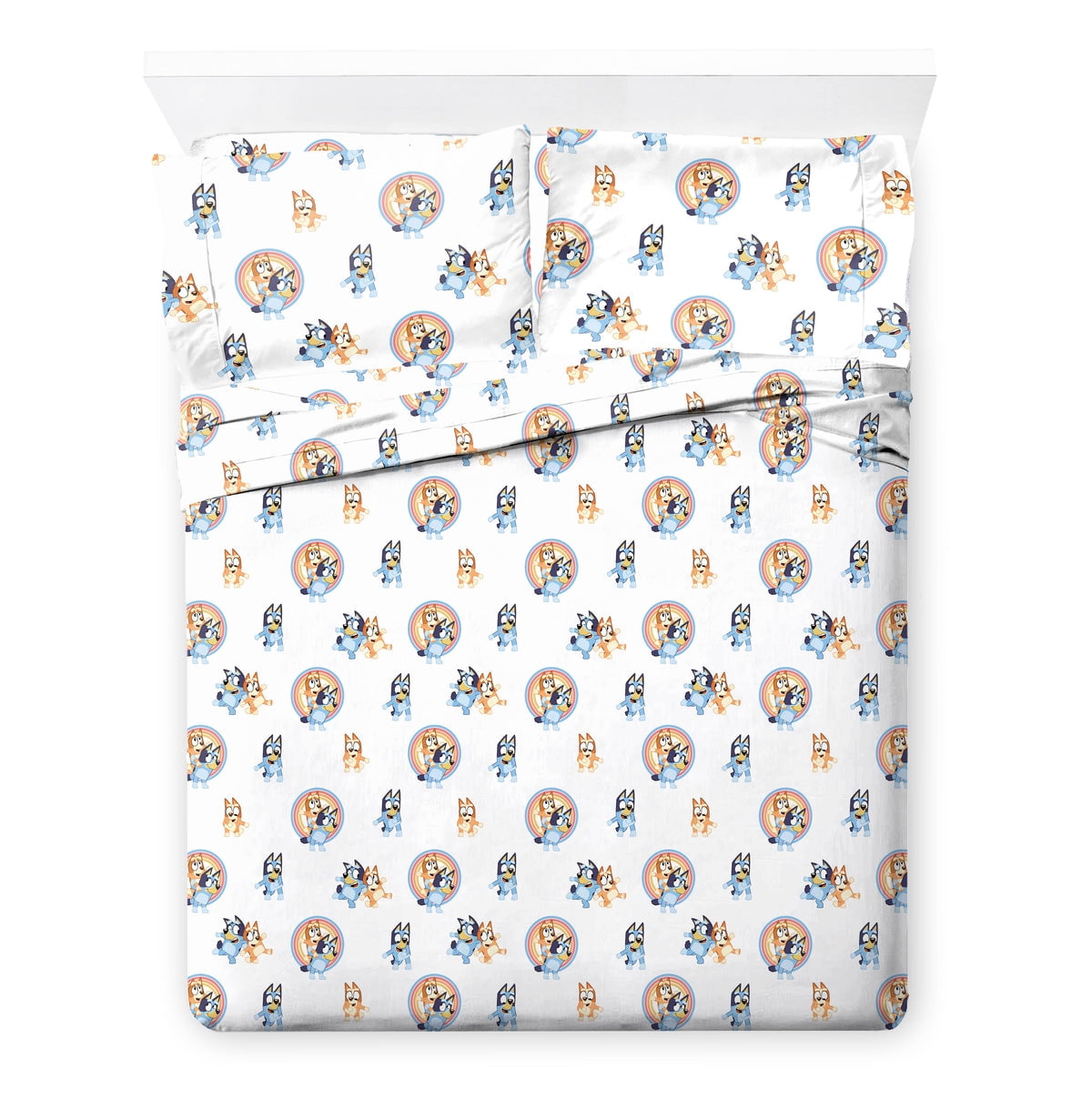 Saturday Park Bluey Rainbow in the Clouds 100% Organic Cotton 5 Piece Twin Bed Set