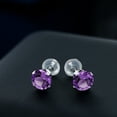 thumbnail image 3 of Gem Stone King 10K White Gold Purple Amethyst Stud Earrings for Women Men (1.40 Cttw, Gemstone Birthstone, Round 6MM), 3 of 3