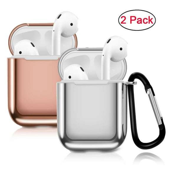 (2-Pack) Compatible with Airpods Case, Earbuds Accessories Shockproof Case Cover Portable & Protective Silicone Skin Cover Case Compatible for Apple Airpods 2 &1