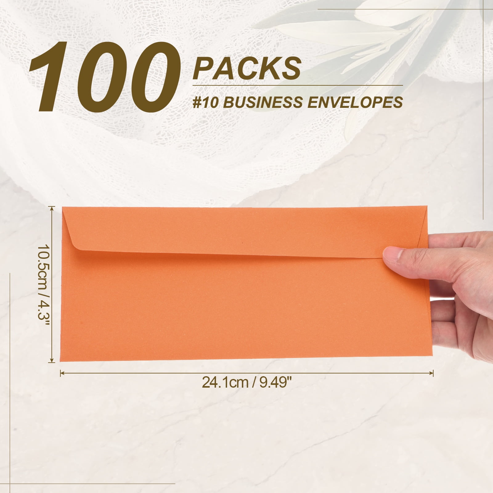 Uxcell 100 Pack Orange #10 Business Envelopes, Colored Self Seal Letter Size