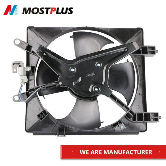 MOSTPLUS Left Side Radiator & AC Condenser Cooling Fan Assembly for 2001-2005 Honda Civic