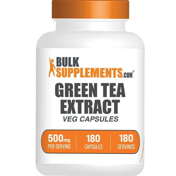 BulkSupplements Green Tea Extract Capsules - Vegan, 500mg per Serving (180 Capsules - 180 Servings)