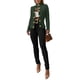 thumbnail image 2 of Cárdigan de Punto con Estampado de Rombos para Mujer, Abrigo Corto Ligero, Cuello Alto, Larga, Botones Metálicos, Chaqueta de Otoño Verde S, 2 of 8