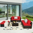 thumbnail image 1 of Gymax 6PCS Rattan Patio Sectional Sofa Set Outdoor Furniture Set w/ Red Cushions, 1 of 10