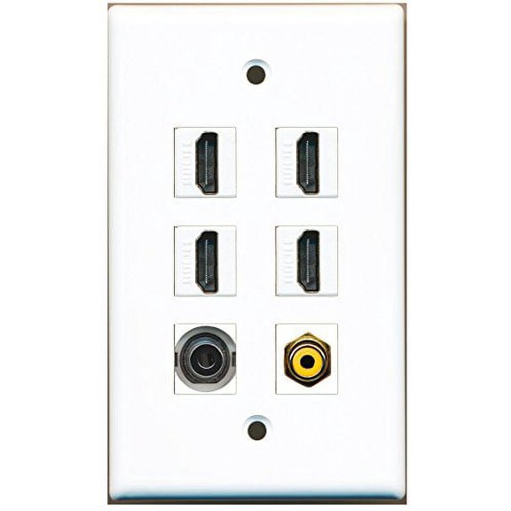 RiteAV - 4 HDMI 1 Port RCA Yellow 1 Port 3.5mm Wall Plate