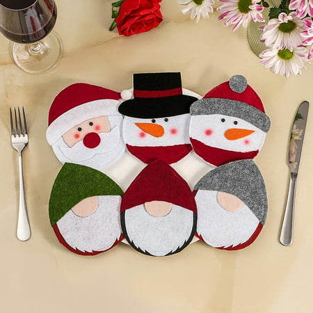 

Festive Atmosphere Cartoon Pictures Adorable Appearance Cutlery Cover Bag Santa Claus Gnome Shape Christmas Fork Bag Tab