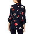 thumbnail image 2 of Nine West Womens Floral Open-Front Open-Front Blazer Navy L, 2 of 2