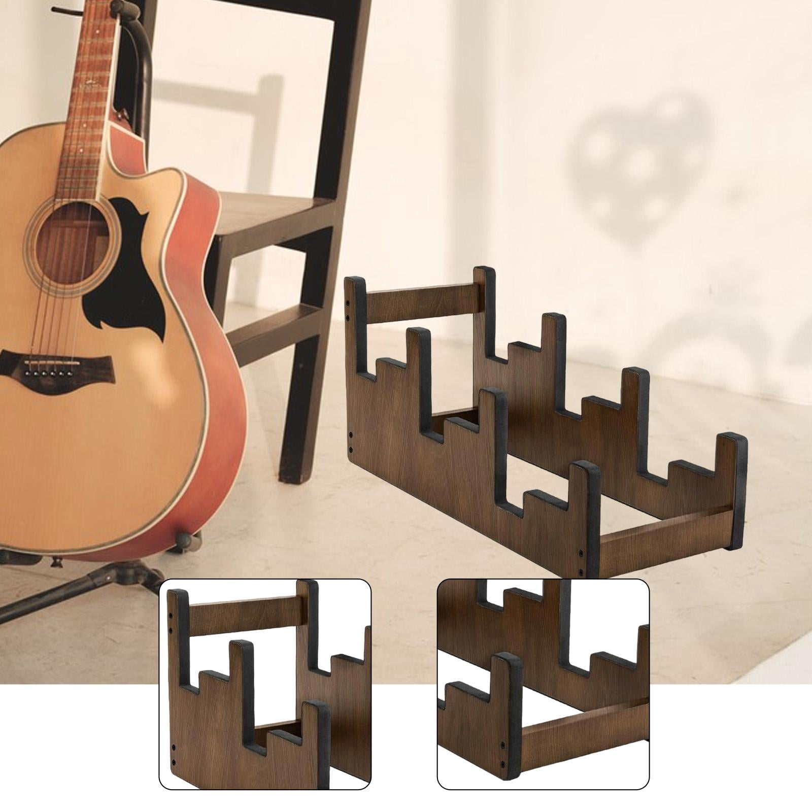 MERIGLARE Guitar Stand Wooden Floor Rack Electric Guitar Bass Holder Instrument Display Three-Tier Structure Portable Space Saving Suitable for Home Studio Performance Collectors L