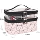 thumbnail image 2 of Bolsa de maquillaje de doble capa XCF neceser de viaje para cosméticos rosa, 2 of 4