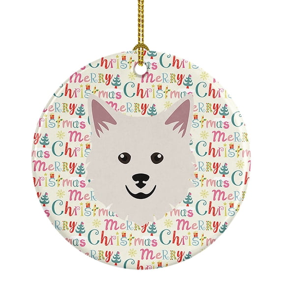 Italian Spitz Merry Christmas Ceramic Ornament 2.8 in x 2.8 in