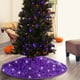 thumbnail image 5 of Falda de árbol de Navidad con copo de nieve y lentejuelas - Falda de árbol morado con purpurina para decoración navideña, tallas 18" 24" 48", fibra de poliéster brillante, 5 of 7