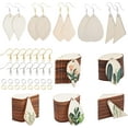 thumbnail image 1 of 5 estilos 300 piezas de dijes de madera para pendientes, sin terminar, con forma de lágrima de hoja de madera natural, con ganchos y anillas., 1 of 7