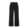 thumbnail image 5 of Women's High Waisted Three Quarter Cotton Linen Pants Solid Color Casual, 5 of 9