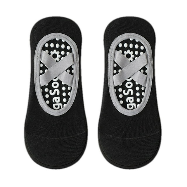 CSChome Yoga Socks with Strap Design 1 Pair Yoga Boat Anti-skid Silicone Grip Bottom Solid Color High Elasticity Sweat Absorption Adult Home Pilates Dance