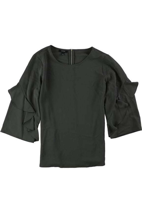 $69 Womens New 1321 Green Ruffled Sleeve Zip Back Top XL B+B