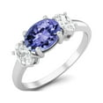 thumbnail image 2 of 1.50 Cts Tanzanite 925 Sterling Silver Three-Stone Past, Present and Future Ring, 2 of 3