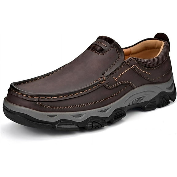 Men's Orthopedic Walking Shoes Genuine Leather Slip On Loafers Arch Support Lightweight Comfortable Casual Sneakers