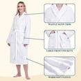 thumbnail image 3 of PAVILIA Soft Plush Women Fleece Robe, White Cozy Bathrobe, Female Long Spa Robe, Warm Housecoat, Satin Waffle Trim, S/M, 3 of 10