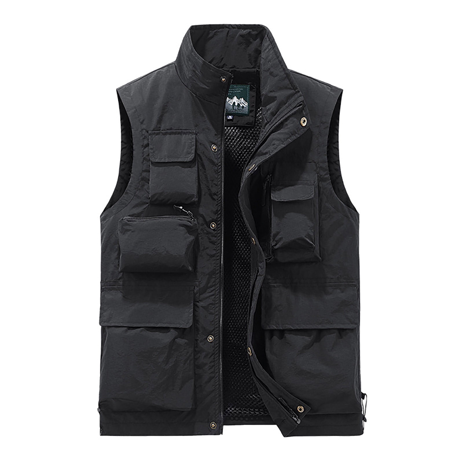 XFLWAM Men's Cargo Utility Vest Travel Fishing Work Outdoor Safari Vest  Jackets with Pockets Casual Quick-drying Loose Hiking Vest Black 4XL