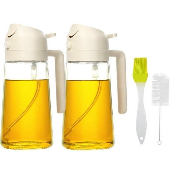 Oil Dispenser for Kitchen Spray, 16oz Oil Dispenser Bottle for Kitchen, 2 in 1 Glass Oil Sprayer & Dispenser, 2 in 1 Oil Dispenser for Kitchen, Oil Dispenser and Sprayer for Kitchen (Black)