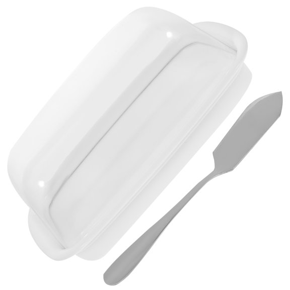Raindrops White Plastic Butter Storage Container with Lid for Kitchen Organization and Food Freshness 10.5 x 5.5 x 3 inches