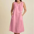 thumbnail image 2 of Vestido de Verano para las Mujeres Playa, Moda Vacaciones Color Sólido sin Mangas Hueco Fuera de la Fiesta Midi para Casual, 2 of 9