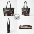 thumbnail image 4 of HUIACONG Christmas Reindeer Snow Print Structured Quilted Tote Bag, Plush Padded Handle Large Capacity Shoulder Handbag for Winter Holiday Shopping Travel Daily Use, 4 of 7