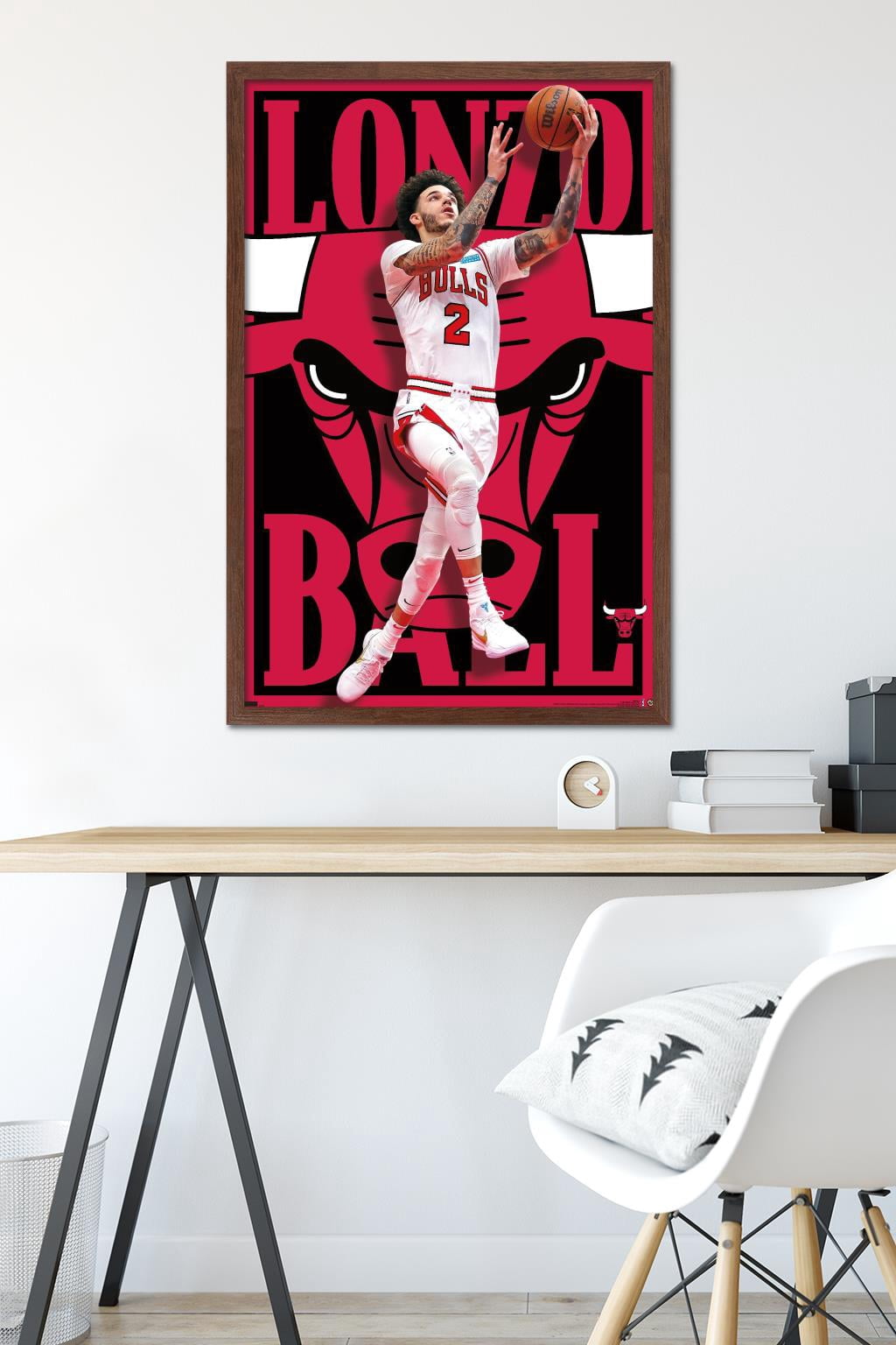 NBA Chicago Bulls - Lonzo Ball 22 Wall Poster, 22.375" x 34" Framed