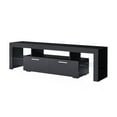 Tzicr Modern LED TV Stand for 75Inch TVs, Black Solid Wood TV