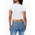 thumbnail image 3 of Womens Slim Fitted Crop Tops - Basic Crew Neck Short Sleeve Casual Tees for Going Out, 3 of 5