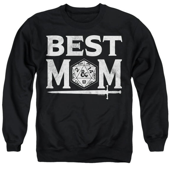 Popfunk Dungeons & Dragons Mother's Day Best Mom D20 Dark Unisex Adult Crewneck Sweatshirt, Black, Small